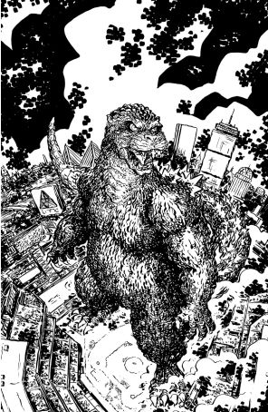 Godzilla Vs. America: Boston 1C published by IDW with cover art by Jesse Lonergan