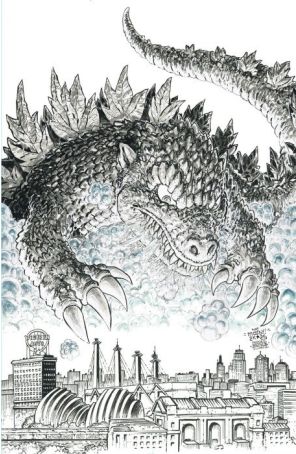 Godzilla Vs. America: Kansas City 1D published by IDW with cover art by Buster Moody and Freddie E. Williams II