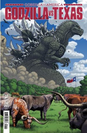 Godzilla Vs. America: Texas 1A published by IDW with cover art by Matt Frank