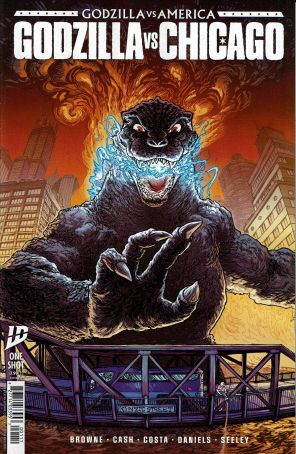 Godzilla Vs. Chicago 1A published by IDW with cover art by Ryan Browne