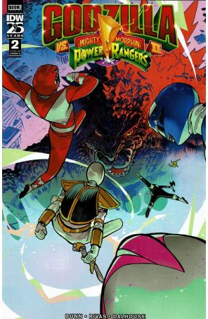 Godzilla Vs. The Mighty Morphin Power Rangers II 2A published by IDW with cover art by Baldemar Rivas