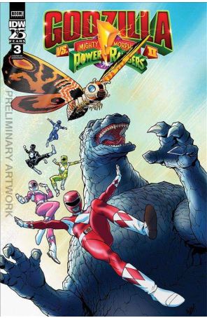 Godzilla Vs. The Mighty Morphin Power Rangers II 3C published by IDW with cover art by Adam Gorham