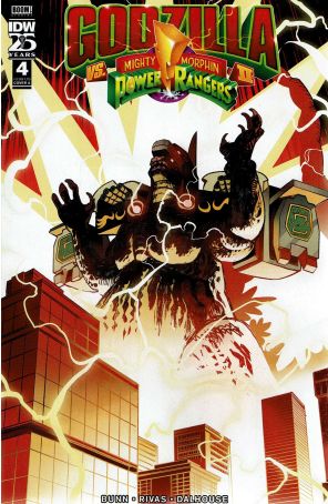 Godzilla Vs. The Mighty Morphin Power Rangers II 4A published by IDW with cover art by Baldemar Rivas