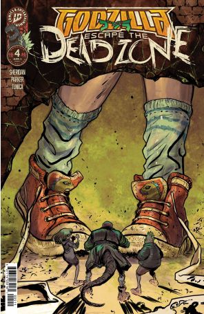 Godzilla: Escape the Deadzone 4A published by IDW with cover art by Pablo Tunica