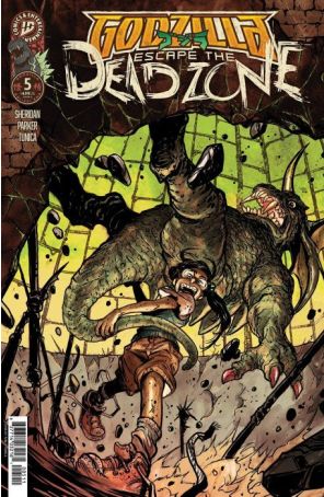 Godzilla: Escape the Deadzone 5A published by IDW with cover art by Pablo Tunica