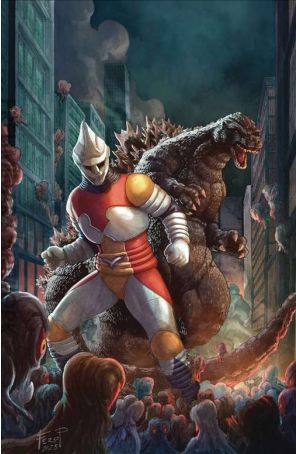 Godzilla: Here There Be Aliens 3C published by IDW with cover art by Fero Pe