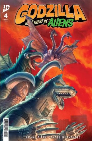 Godzilla: Here There Be Aliens 4A published by IDW with cover art by Fero Pe