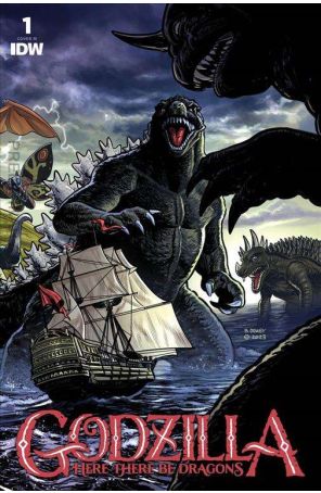 Godzilla: Here There Be Dragons 1D published by IDW with cover art by Benjamin Dewey