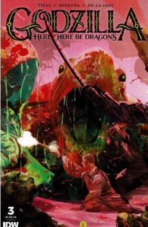 Godzilla: Here There Be Dragons 3A published by IDW with cover art by Inaki Miranda