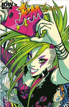 Jem And the Holograms 4A published by IDW with cover art by Sarah Richards