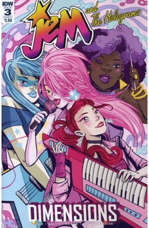 Jem and the Holograms: Dimensions 3A published by IDW with cover art by Rachael Stott