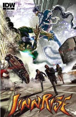 Jinnrise 6 published by IDW with cover art by Mehdi Cheggour