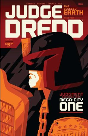 Judge Dredd: The Blessed Earth 4B published by IDW with cover art by Tom Whalen