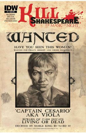 Kill Shakespeare: The Mask of Night 4A published by IDW with cover art by J.K. Woodward
