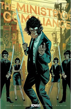 The Ministry of Compliance 3A published by IDW with cover art by Stefano Raffaele