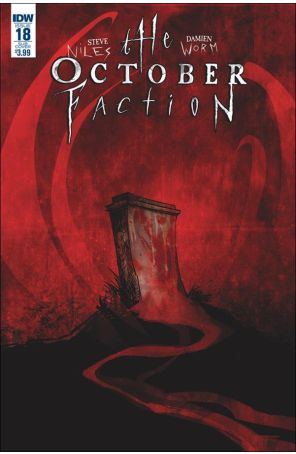 The October Faction 18 (Sub) published by IDW with cover art by Damien Worm