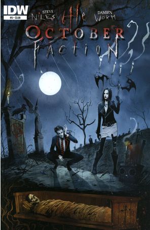 The October Faction 5 published by IDW with cover art by Damien Worm