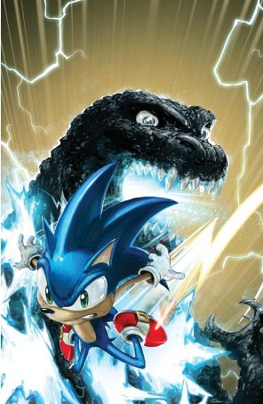 Sonic the Hedgehog X Godzilla 1I published by IDW with cover art by Clayton Crain