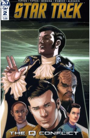 Star Trek: The Q Conflict 2A published by IDW with cover art by David Messina