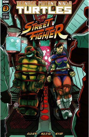 Teenage Mutant Ninja Turtles Vs. Street Fighter 3A published by IDW with cover art by Ariel Medel