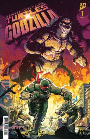 Teenage Mutant Ninja Turtles X Godzilla 1H published by IDW with cover art by Riley Rossmo
