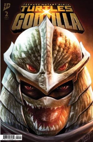Teenage Mutant Ninja Turtles X Godzilla 2A published by IDW with cover art by Fero Pe