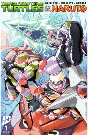 Teenage Mutant Ninja Turtles X Naruto 1I published by IDW with cover art by Ricardo López Ortiz