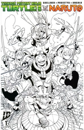 Teenage Mutant Ninja Turtles X Naruto 1J published by IDW with cover art by Ricardo López Ortiz
