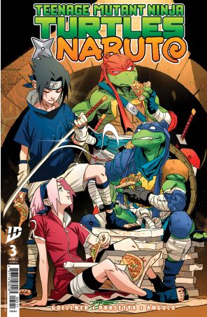 Teenage Mutant Ninja Turtles X Naruto 3A published by IDW with cover art by Jorge Jiménez