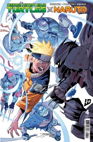 Teenage Mutant Ninja Turtles X Naruto 4A published by IDW with cover art by Jorge Jiménez