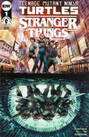 Teenage Mutant Ninja Turtles X Stranger Things 1A published by IDW with cover art by Fero Pe