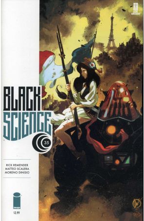 Black Science 35A published by Image with cover art by Matteo Scalera and Moreno DiNisio