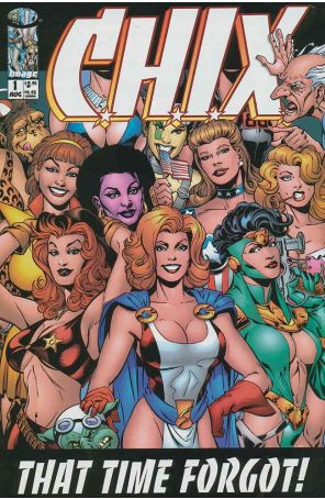 C.H.I.X. that Time Forgot 1 published by Image with cover art by Aaron Lopresti, Ron Randall, Matt haley, and terry Dodson