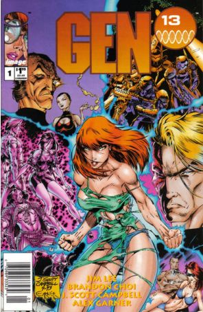 Gen13 (Mini-Series) 1 (Newsstand) published by Image with cover art by J. Scott Campbell