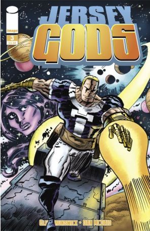 Jersey Gods 3A published by Image with cover art by Dan McDaid