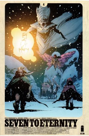 Seven to Eternity 4A published by Image with cover art by Jerome Opena and Matt Hollingsworth