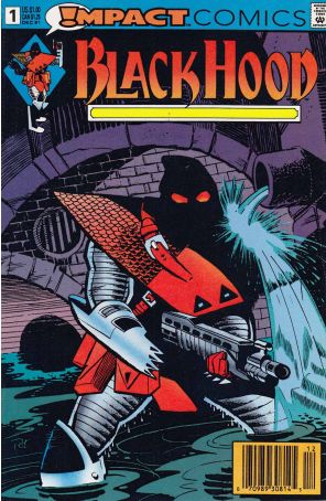 Black Hood 1 (Newsstand) published by Impact with cover art by Rick Burchett