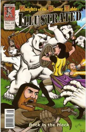Knights of the Dinner Table Illustrated 28 published by Kenzer and Company with cover art by Brendon Fraim and Brian Fraim