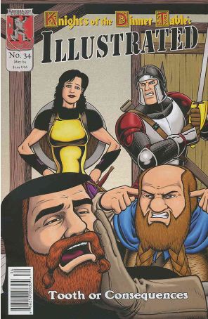 Knights of the Dinner Table Illustrated 34 published by Kenzer and Company with cover art by Brendon Fraim and Brian Fraim