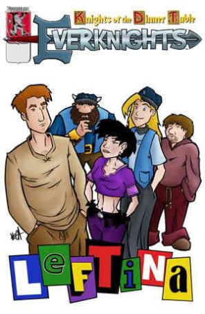 Knights of the Dinner Table: Everknights Minus 5 published by Kenzer and Company with cover art by Manny Vega