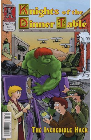 Knights of the Dinner Table 105 published by Kenzer and Company with cover art by George Vrbanic