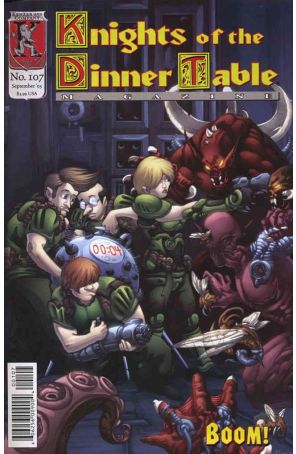 Knights of the Dinner Table 107 published by Kenzer and Company with cover art by George Vrbanic