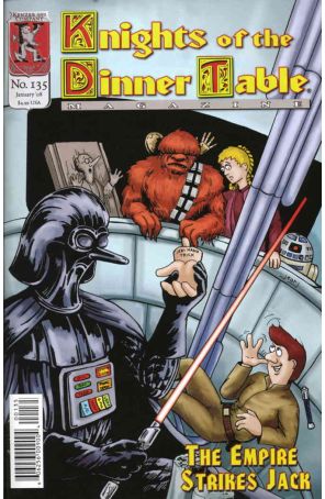 Knights of the Dinner Table 135 published by Kenzer and Company with cover art by George Vrbanic