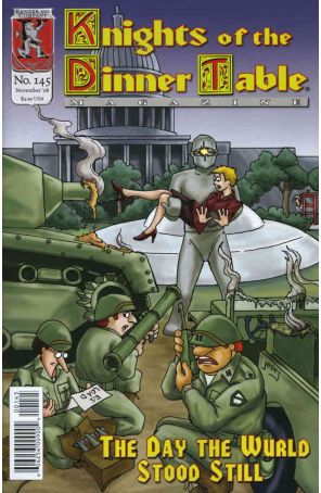 Knights of the Dinner Table 145 published by Kenzer and Company with cover art by George Vrbanic