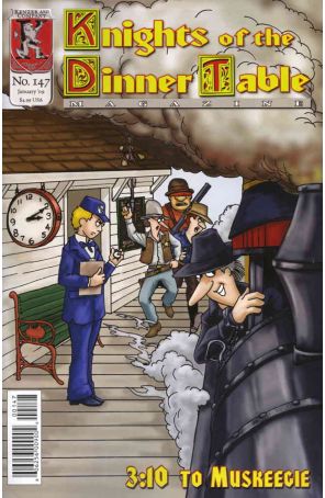 Knights of the Dinner Table 147 published by Kenzer and Company with cover art by Jeff Langcaon
