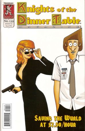 Knights of the Dinner Table 159 published by Kenzer and Company with cover art by Rom