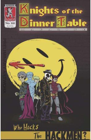 Knights of the Dinner Table 308 published by Kenzer and Company with cover art by Ivy Lomax