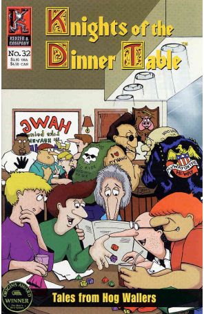 Knights of the Dinner Table 32 published by Kenzer and Company with cover art by George Vrbanic and Jackie Vrbanic