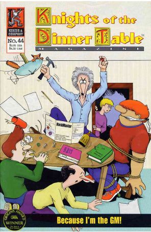 Knights of the Dinner Table 44 published by Kenzer and Company with cover art by George Vrbanic and Jackie Vrbanic
