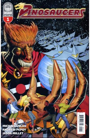 Dinosaucers 1 published by Lion Forge with cover art by Andrew Pepoy